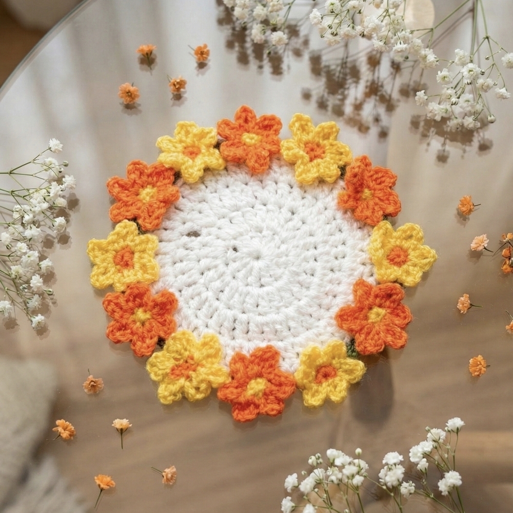 Crochet Floral Coaster - Picture 2 of 3